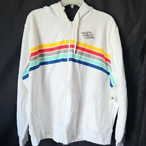 Disney Cruise Line White Hoodie with Rainbow Stripes